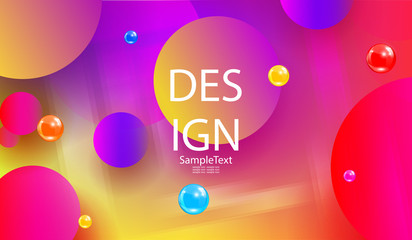 Yellow with blue abstract design with randomly drawn multicolored circles