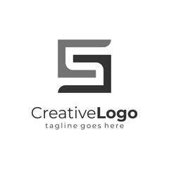 Letter S and G Black Grey Square Logo Flat Monochrome Vector Illustration