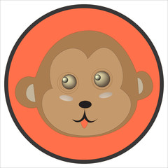 Monkey face happy logo and white background vector illustration