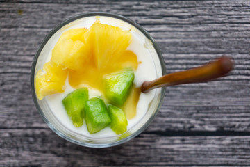 fresh fruit and homemade yogurt