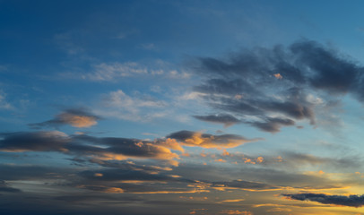 Dramatic sky with clouds. Nature background.