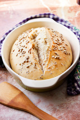Wheat bread with sunflower seeds baked on sourdough