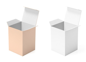 White and brown paper boxes. 3d rendering illustration isolated