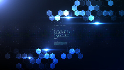 Technology abstract illumination hexagon background template copy space vector