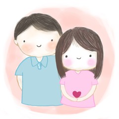 cute couple with baby inside 