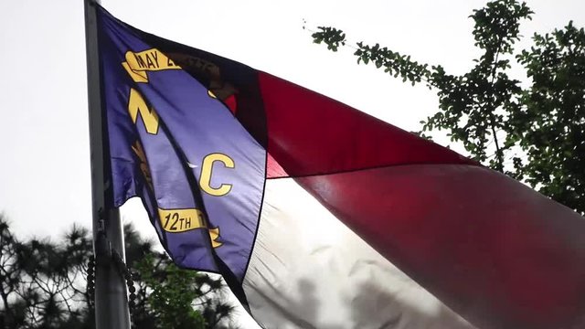 North Carolina State Flag waving in the sun