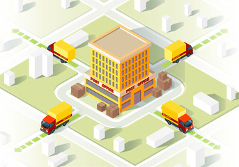 Delivery service isometric vector illustration