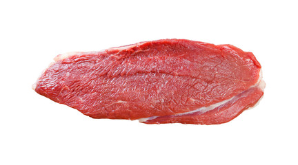 Piece of fresh raw meat on a white background