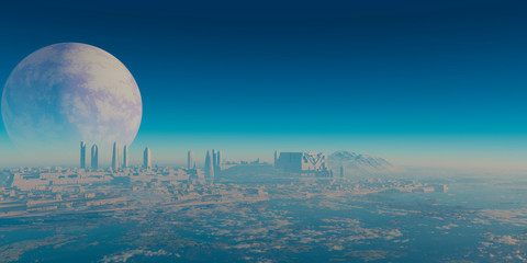 Ciudad futurista vista desde el cielo © juanmrgt