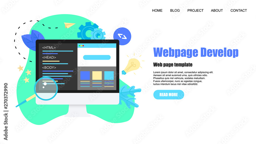 Wall mural webpage template. creative webpage development and web design concept