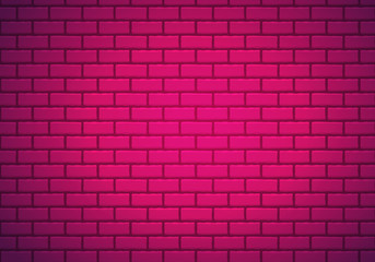 Fototapeta na wymiar Vector Background of Pink Brick Wall. Neon Seamless Pattern for Night Party Posters, Banners or Advertisements.