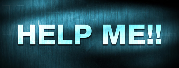 Help Me!! abstract blue banner background