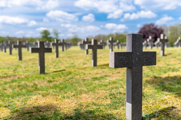 A lot of small, concrete crosses at the German war cemetery in the Netherlands.