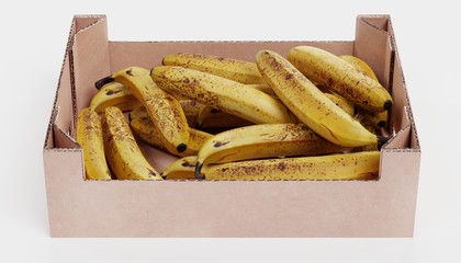 Realistic 3D Render of Bananas in Box