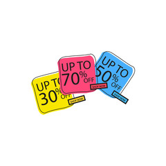 Offer tag set. Vector discount stickers. Collection stickers, price tags. Sale, free, new
