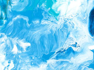 Blue creative abstract hand painted background, marble texture, abstract ocean