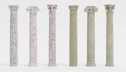 Deurstickers Realistic 3d Render of Columns (Doric, Ionic and Corinthian) © bescec