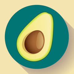 Realistic vector avocado icon illustration. Cut avocado icon flat.