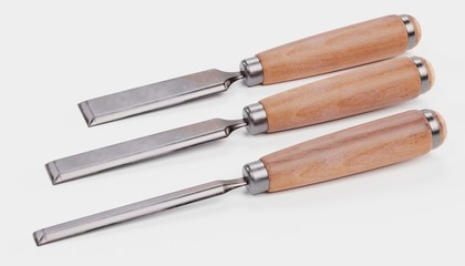 Realistic 3d Render of Chisels