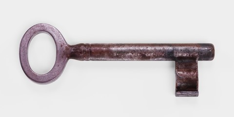 Realistic 3D Render of Classic Old Key