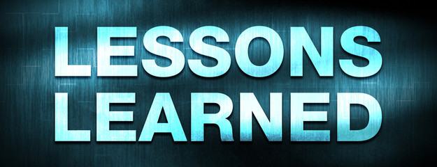 Lessons Learned abstract blue banner background