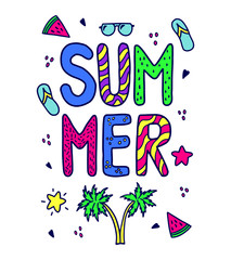 Bright font summer composition. Print on clothes.