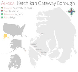 Large and detailed map of Ketchikan Gateway borough in Alaska, USA