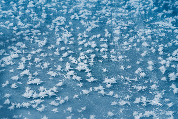 beautiful ice cristals on frozen lake