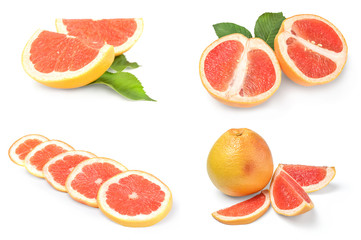 Collection of grapefruit isolated on a white background cutout