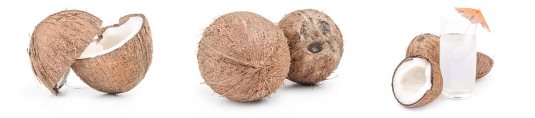 Set of coconut on white