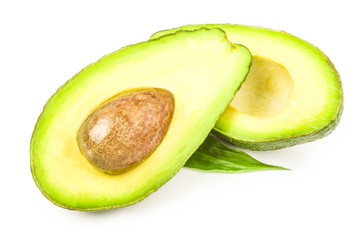 Green avocado isolated on a white background cutout