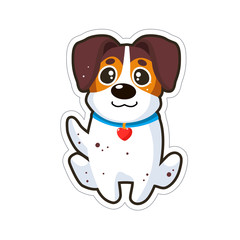 Fototapeta na wymiar Dog emoji sticker, patch. Vector set illustration. Cartoon Jack Russell Terrier. Cute Pet cartoon. Cute dog . Flat style. Dog with heart.