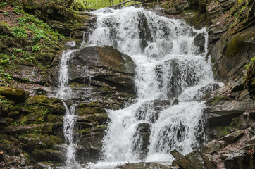 Mountain waterfall Shipot in Pylypets in the Carpathians