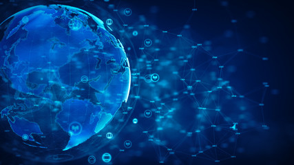 Cyber security and information network protection. Future technology network for business and internet concept. Earth element furnished by Nasa