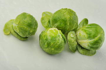 Brussels sprouts isolated on the gray background