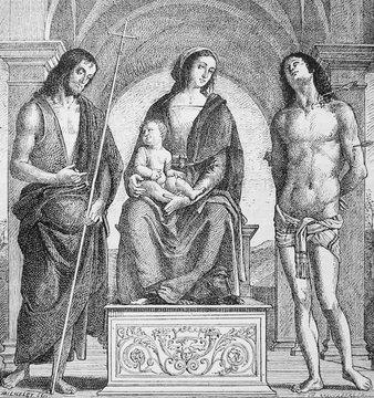 Madonna and saints by Le Perugin in the vintage book Histoire de L'Art by C. Bayet, 1886