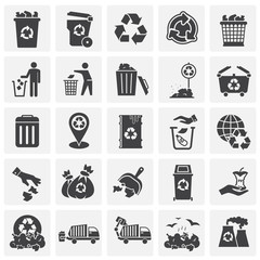 Garbage related icons set on background for graphic and web design. Simple illustration. Internet concept symbol for website button or mobile app.