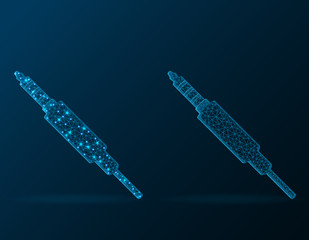 Headphone plug low poly design, polygonal audio equipment vector illustration