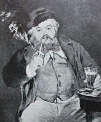 Le Bon Bock (Good guy) by Édouard Manet in the vintage book One hundred masterpieces of art by O.I. Bulgakov, 1903