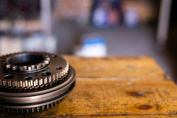 Mechanical tools for auto service and car repair. isassemble engine block vehicle. Motor capital repair. Car service concept