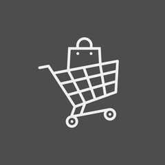 Food cart flat vector icon. Purchases flat vector icon