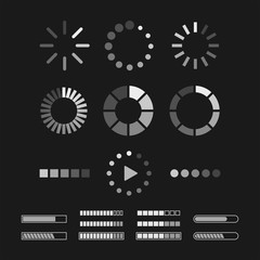 Loading flat vector icons set. Waiting flat vector icons set
