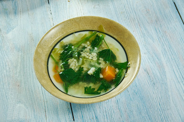 Spring vegetable soup nettle with  Wheat Groats