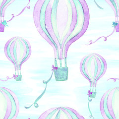 Hot Air Balloons Seamless Repeat Pattern