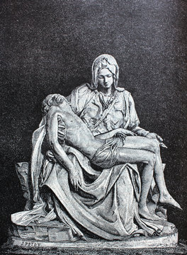 Grieving Mother of God by Michelangelo in the vintage book Michelangelo by S.M. Bryliant, St. Petersburg, 1891