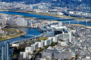 とうきょうスカイツリーから隅田川と荒川を見る