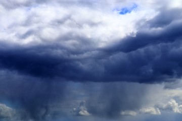 Dark clouds forming in the sky right before a thunderstorm