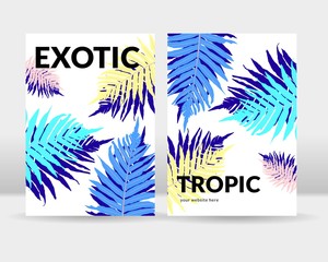 Abstract exotic tropical leaves poster background. It can be used for posters, cards, flyers, brochures, magazines and any kind of cover