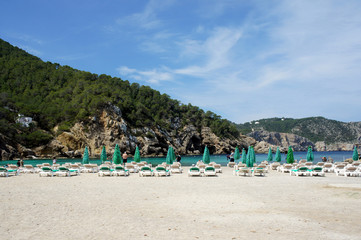Fototapeta na wymiar Benirras beach before the opening of the swimming season.Ibiza Island.Spain.