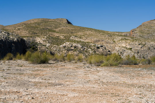 Beautiful alpine landscape, green mountain enviroment and blue sky in a sunny day